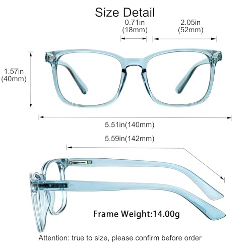 Image of YEIN Progressive Multifocus Reading Glasses, Spring Hinge Blue Light Blocking Glasses for Women Men, No Line Multifocal Readers with Clear Lenses (clear blue,+0.50 /+2.75 magnification)