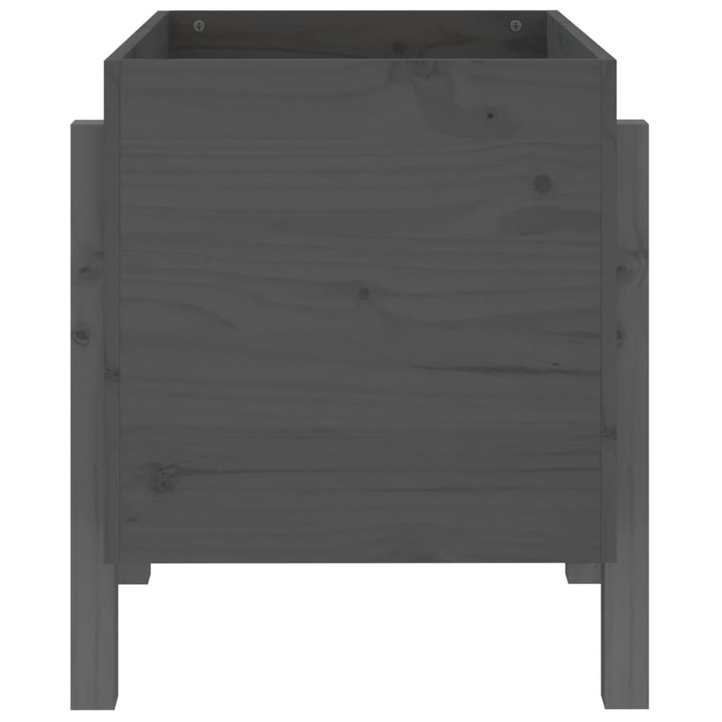Pflanzkübel Grau aus massivem Kiefernholz 62x50x57 cm mit Abflussloch und Bewässerung für Garten Balkon Terrasse Indoor Outdoor als Blumentopf, Hochbeet, Balkonkasten und Deko