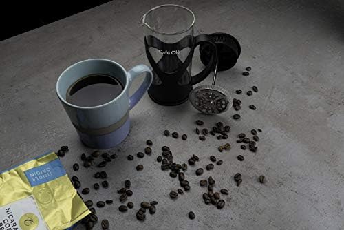 Café Olé XMP-03F XMP Cafetière, 350ml 1 Cup Plastic and Glass French Press Coffee Maker, 350 milliliters, Black