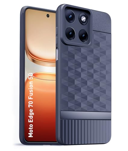 Image of Back Cover for Motorola Moto Edge 70 Fusion 5G Camera Protection 3D Hexa Cube Design Silicone Protective Bumper Back Case for Motorola Moto Edge 70 Fusion 5G - Blue