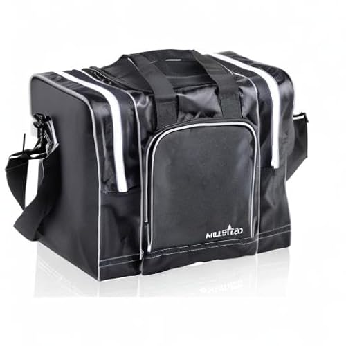Athletico Bowling-Tasche für Einzelbälle, Einzelball-Tragetasche mit gepolstertem Ballhalter, passend für EIN einzelnes Paar Bowlingschuhe bis Herrengröße 4, Schwarz