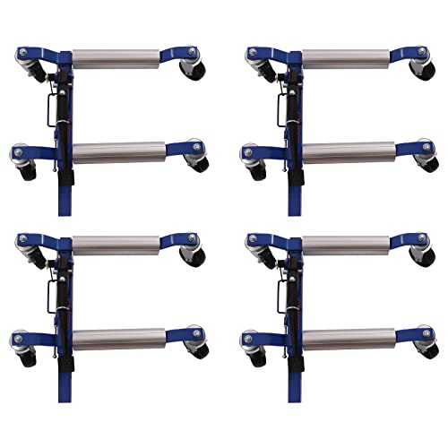 Set of 4 Car Wheel Dolly Heavy Duty Self Loading Dolly with Ratcheting Foot Pedal, 1300lbs Capacity Car Dollies for Moving Cars and Equipment