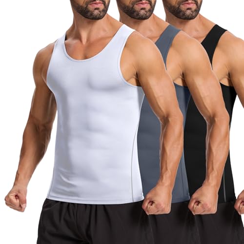 Amazon.com: Cutecrop 3 Pack Compression Tank Top Men, Shapewear