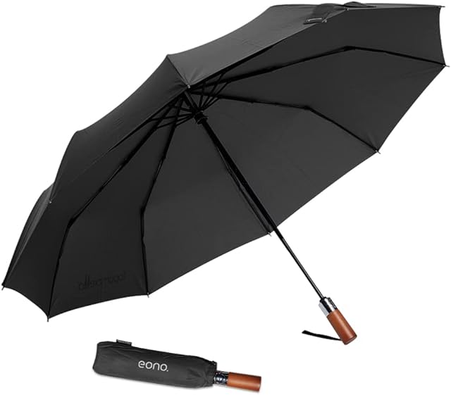 Amazon Brand - Eono Windproof Folding Travel Automatic Umbrella - Automatic Opening and Closing Button - 114cm Large Canopy