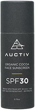 Auctiv – Organic Face Sunscreen, SPF 30 Non-Nano Zinc Oxide Sunscreen Stick, Made with Certified Organic Beeswax, Cocoa Powder and Extra Virgin Olive Oil (Cocoa, All Skin Types)