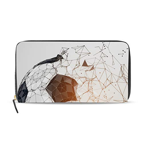 Portefeuille Long en Cuir pour Femme avec Fermeture éclair Motif Ballon de Football