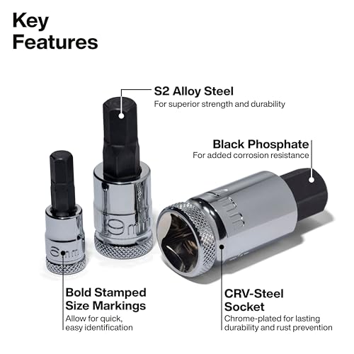 Klein Tools 65213HEXM Knurled Hex Bit Socket Set, 1/4, 3/8 and 1/2-Inch Drives, Premium Cr-V Steel, Metric Sizes 2 mm to 14 mm, MODbox Case, 13-Piece by KLEIN TOOLS - Image 3