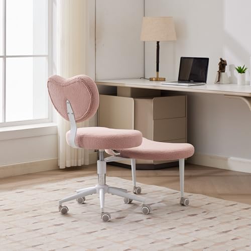 Image of Active Sitting Revolution Office Chair - Cross-Legged & Kneeling Positions, 4.2 inch Thick Cushion, 360 Footstool, 250lbs Weight Support, Home Office /Yoga /Meditation (Teddy, Pink)
