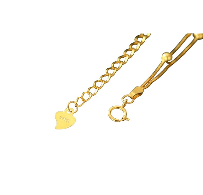 LYGXWJFC Armreif aus Sterlingsilber, Verstellbarer, modischer Federverschluss, hochwertiges Doppellagiges Ginkgoblatt-Armband aus 925er Sterlingsilber, Energieschmuck für Frauen