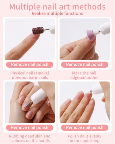 Bixury Fresa per Unghie,Lima per Unghie Elettrica 12 In 1 Kit Manicure Pedicure 18000RPM Manicure Elettrico e Pedicure Set Fresa per Unghie Professionale con USB Ricaricabile per Casa e Salone Usare - 4