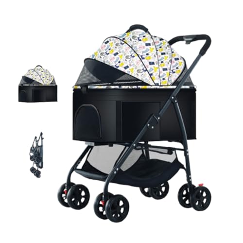 Coche para mascotas 3-en-1, carriola para perros con portador removible, coche para gatos para perros medianos hasta 55 lbs, color B miniatura 1
