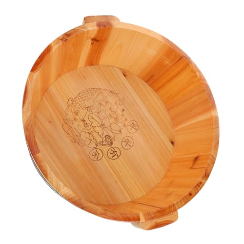 CHICAMPERA Bac à Pieds En Bois Massif Dimensions 36 Cm Diamètre × 16 Cm Hauteur Bain De Massage Relaxation Pour Maison Usage Familial Bassin Spa Pied Portable