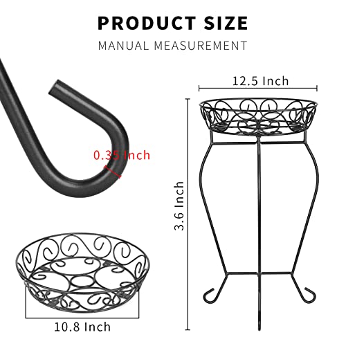 Yimobra Tall Plant Stand Indoor Outdoor, 200LB Hold Up Metal Flower Plant Stand, Heavy Duty Rustproof Iron Plant Supports for Patio or Garden,Living Room, 12.5 x 23.6 Inches, Black - Thumbnail 2