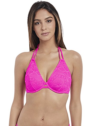 Freya Womens Sundance Underwire Bandless Halter Bikini Top, 30DD, Hot Pink