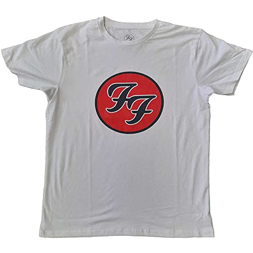 Rock Off Foo Fighters FF Logo White Oficial Camiseta para Hombre (Large) Cover