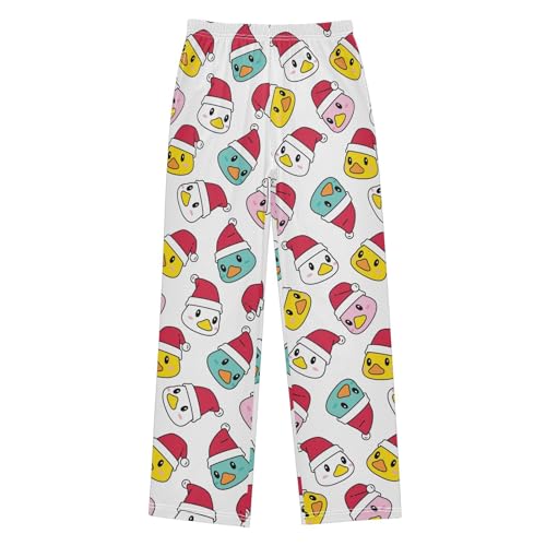 Boys' Pants Rubber Duck Christmas Hat Long Bottoms Jogger Pants Elastic Waist Trousers with Pockets S-XL