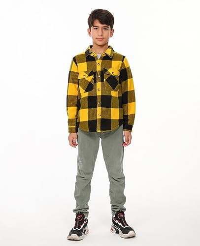Image of ThCreasa Boys Sherpa Lined Plaid Button Shirt Jacket