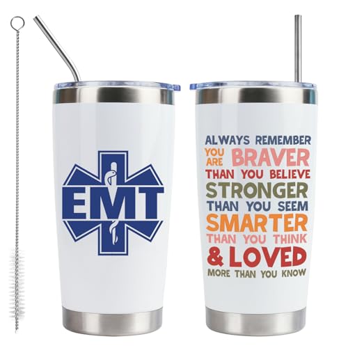 LLKJHGE 2Pcs Paramedic 20oz Tumbler Stainless Steel Vacuum Insulated Tumblers with Lid and Straw...