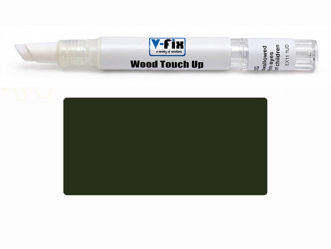 V-Fix Dark Green Wood Furniture Repair Paint Pen - Touch Up Scratches, Chips & Scuffs On Tables, Chairs, Cabinets, Kitchen Cupboards, Wardrobes & Veneer - Matt Finish - 3Ml (Dark Green)