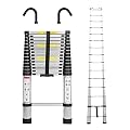 Telescoping Ladder 20.5ft Aluminum Telescopic Extension Ladder Extendable Ladders with 2 Detachable Hooks Portable Lightweight Safety Lock Design Best for Household Daily or RV Work 330 Pound Capacity