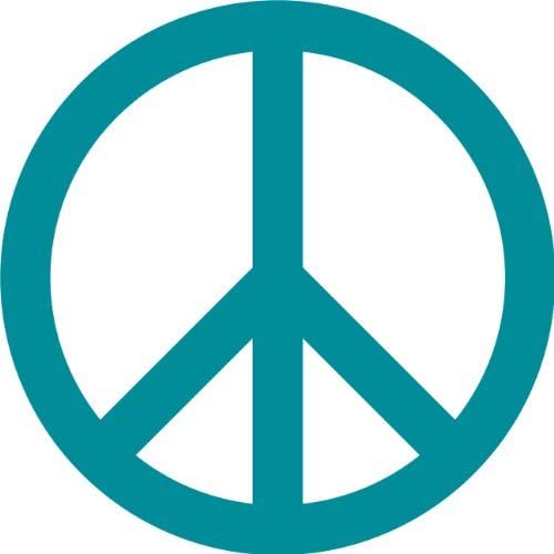 Peace Symbol Wall Sticker Decal - Size: 12 in. (12 W x 12 H) - Color: Teal - Hippie Love Sign Silhouette Decoration
