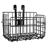 Takelablaze Bike Basket Front/Rear Folding Bike Front Basket Bicycle Wire Basket with Handles Quick Release Design Metal Bike Basket Easy Install to Front Handlebar or Rear Rack