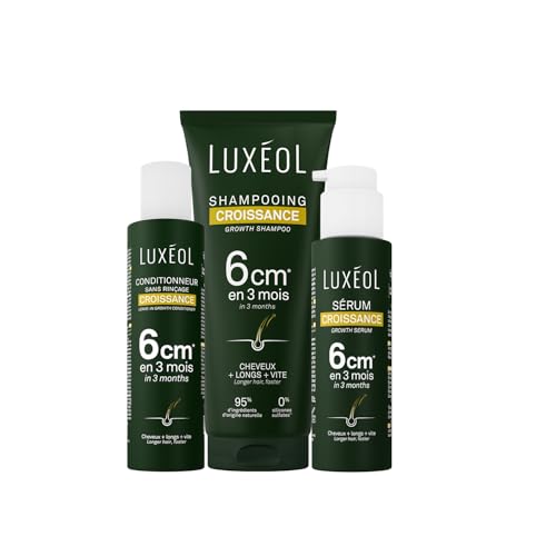 LUXEOL - Protocole Croissance - Pousse De 6 cm En 3 Mois* - Des Cheveux Plus Longs Plus Vite - Shampooing (200 ml) + Conditionneur (150 ml) + Sérum (100 ml) - Fabriqué En France - 200 ml