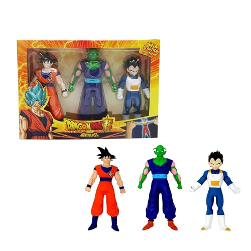 Bizak Monster Flex Dragon Ball 64390231-1 Lot de 3 Figurines Super Extensible et élastique, 12 à Collectionner, pour Adultes, Fans et Enfants à partir de 4 Ans