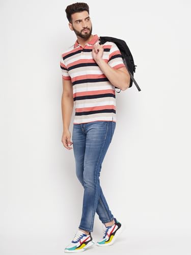 Image of UNIBERRY Men's Cotton Blend Half Sleeve Printed Polo Neck T-Shirt Has A Short Sleeve & Pocket On ChestBZRMT6-MR