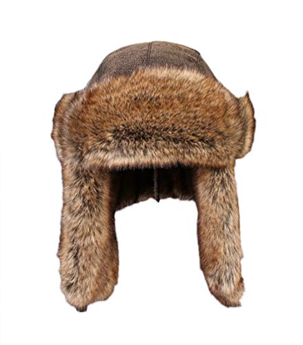 Oncefirst Unisex Aviator Hat Faux Leather Pilot Cap Winter Trapper Hunting Hat Brown Xl #TOP3