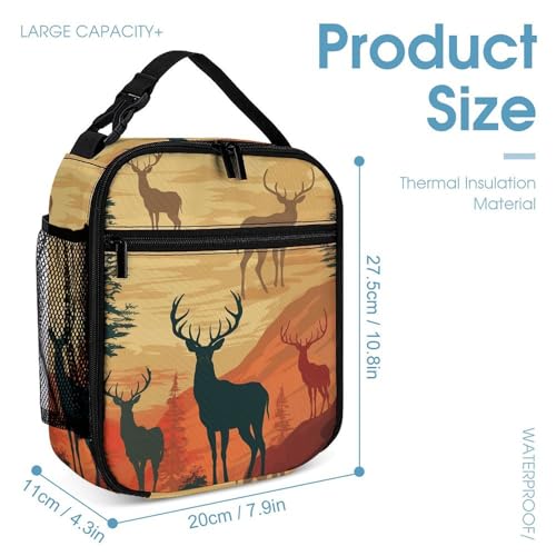 Deer Show Backpack Set Lightweight Bag Lunch Box Pencil Bags for Women Men Bookbags 3 in 14