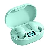 MKLEKYY Bluetooth 5.0 Wireless Earphones Portable Charging Box Matching Earbuds Earphones Waterproof with Stereo in-Ear Sports Headset Case, Mic (Green#1)