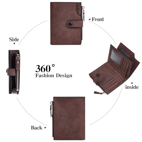 Image of Wallet for Men Large Capacity Leather RFID Blocking Trifold Wallet with 2 ID Windows and 15 Card Holders
