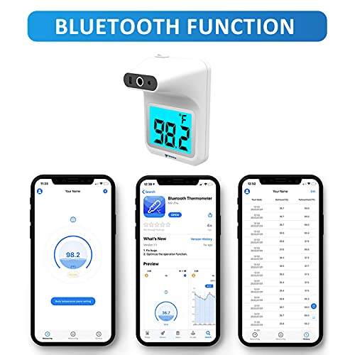 2023 Wall Thermometer With Stand | Infrared Forehead Wall Mounted Thermometer With Tripod |Bluetooth Non-Contact Instant Reading Digital Temperature Detector | Batteries Included (Matte White) #TOP2