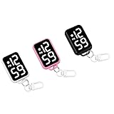 Krizkey LED Digital Display Keychain Watch, Plastic, Small, Unisex Sports Style, Square Electronic Clock with Keyring, Portable Digital Timepiece for Kids and Students Multicolor
