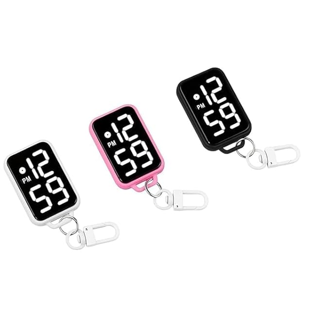 Krizkey LED Digital Display Keychain Watch, Plastic, Small, Unisex Sports Style, Square Electronic Clock with Keyring, Portable Digital Timepiece for Kids and Students Multicolor view 1
