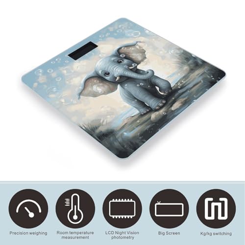 Báscula digital para baño con diseño elefante, 400 lb miniatura 3