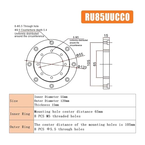 Roulement RU85 à rouleaux croisés intégré pour table rotative - 3