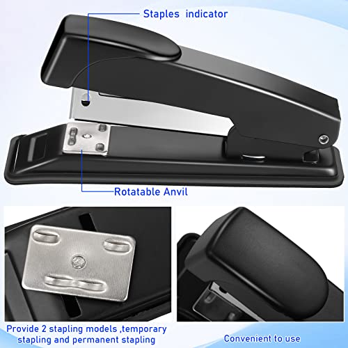 9 Pieces Staplers For Desk Stapler With 6000 Staples Office Stapler 20 Sheet Capacity Staplers Desktop Metal Staplers For Desk Office School Supplies, 24/6 Black #TOP2