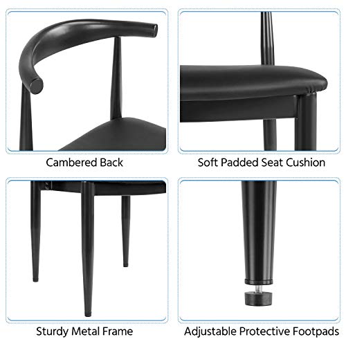 Yaheetech 2Pcs Dining Chairs Mid Century Armless With Backrest Fabric Leather Seat Metal Legs For Kitchen Living Room Chair - Black #TOP5