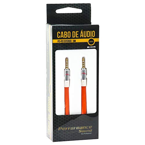 CABO P2 PREMIUM - P2 + P2 ESTEREO FLAT 100% COBRE LARANJA - 5M