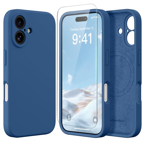 SuydanBox Magnetic for iPhone 16 Plus Case Silicone Lake Blue