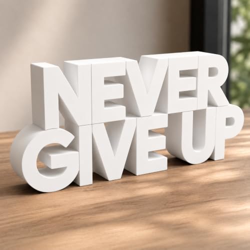 Image of Mad Masters Never Give Up Motivational Desk Decor - Aesthetic Table, Shelf & Wall Showpiece for Home Office, Business, Vastu Friendly Gifting, Classic White (20.3 x 9 x 2.5 cm)