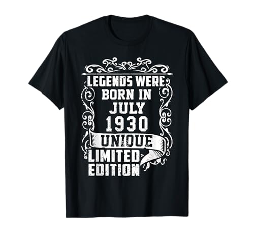 Cumpleaños Julio 1930 Edición Limitada Regalo Legend July Camiseta