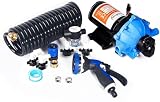 80PSI 7.5 GPM 12V Washdown Deck Wash Pump Kit – Self-Priming Marine/RV Water Pump with Pressure Switch...