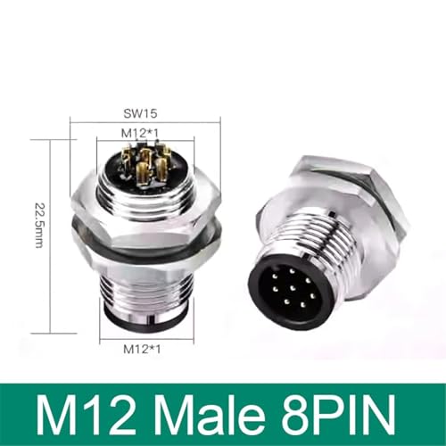 Conector M12 macho de 8 pines para montaje posterior de sensores 2