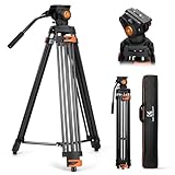 K&F CONCEPT 80' Video Tripod with Fluid Head, Aluminum Heavy Duty Camera Tripod with Smooth Friction Damping, Quick Release Plate for DSLR, Mirrorless, Camcorder, Video Cameras, Max Load 17.6lb