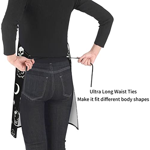 Osvbs Halloween Goth Skull Aprons For Women Men With Pockets, Waterproof Adjustable Cat Moon Aprons For Cooking, Kitchen, Chef, Gardening, Bbq #TOP6