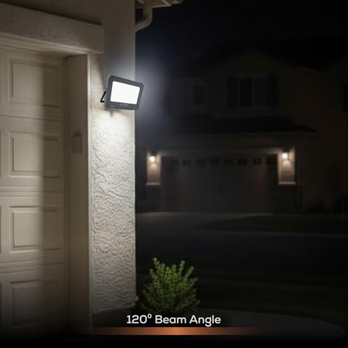 Image of Nortek Eshaa 100W LED Flood Light, 3 Color in 1 (Warm White /Natural White /Cool White) with Switch | Waterproof IP66 Outdoor Security Light | Wide Beam Angle | BIS Approved | 2 Year Warranty