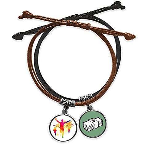 Pulsera de fútbol GOL cadena de mano de cuero ajustable y cuerda trenzada deportiva